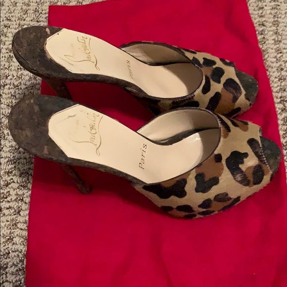 Christian Louboutin Leopard Print Hair Mules 37.5 - Picture 6 of 12